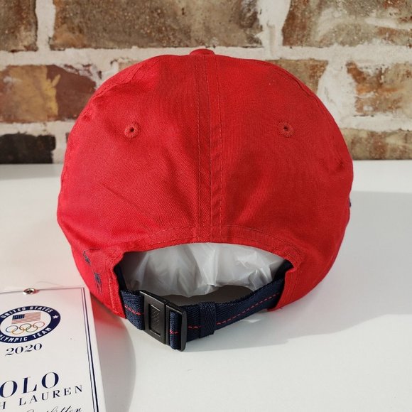 Polo Ralph Lauren Team USA Olympics Red Adjustable Cap Hat New - Picture 4 of 9